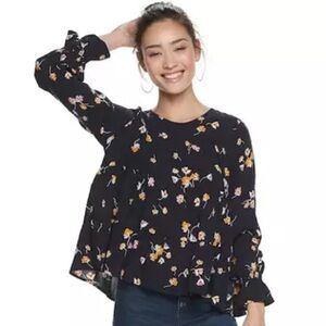 POPSUGAR Tiered-Sleeve Top Floral